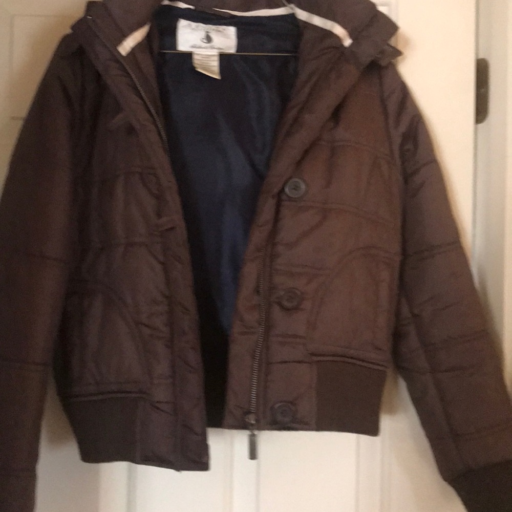 American eagle puffer girls jacket burgundy